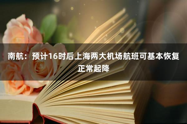 南航：预计16时后上海两大机场航班可基本恢复正常起降