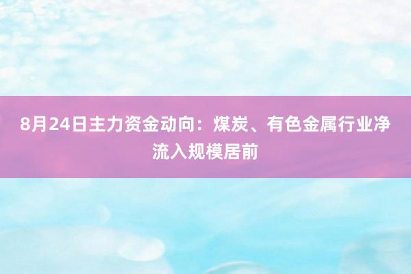 8月24日主力资金动向：煤炭、有色金属行业净流入规模居前