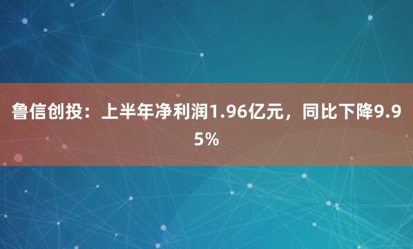 鲁信创投：上半年净利润1.96亿元，同比下降9.95%