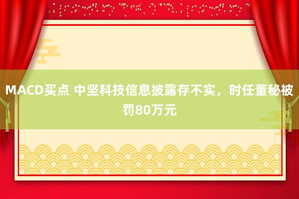 MACD买点 中坚科技信息披露存不实，时任董秘被罚80万元