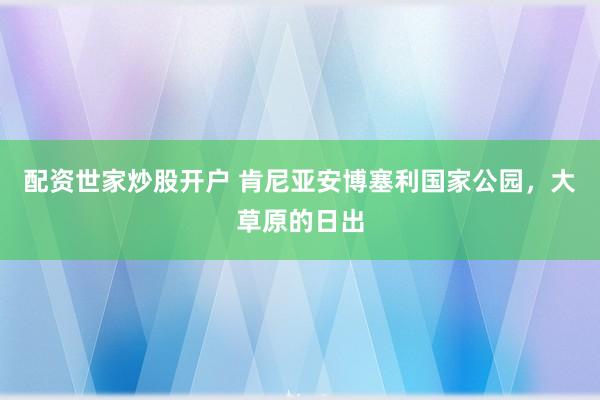 配资世家炒股开户 肯尼亚安博塞利国家公园，大草原的日出