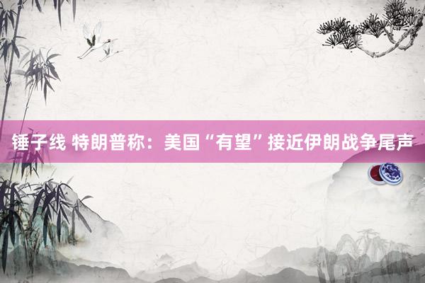 锤子线 特朗普称：美国“有望”接近伊朗战争尾声