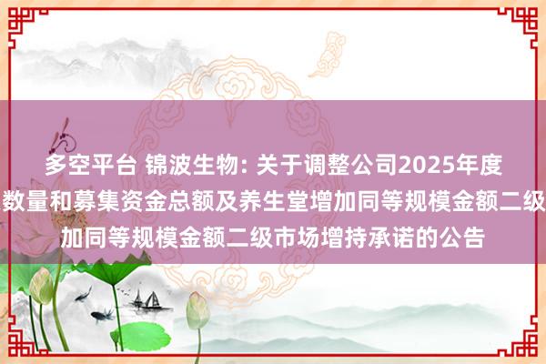 多空平台 锦波生物: 关于调整公司2025年度向特定对象发行股票数量和募集资金总额及养生堂增加同等规模金额二级市场增持承诺的公告