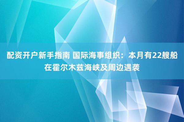 配资开户新手指南 国际海事组织：本月有22艘船在霍尔木兹海峡及周边遇袭