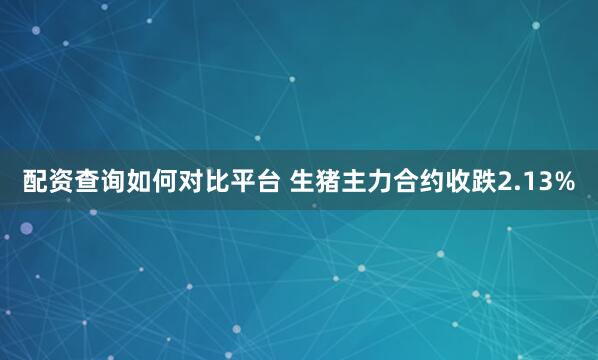 配资查询如何对比平台 生猪主力合约收跌2.13%